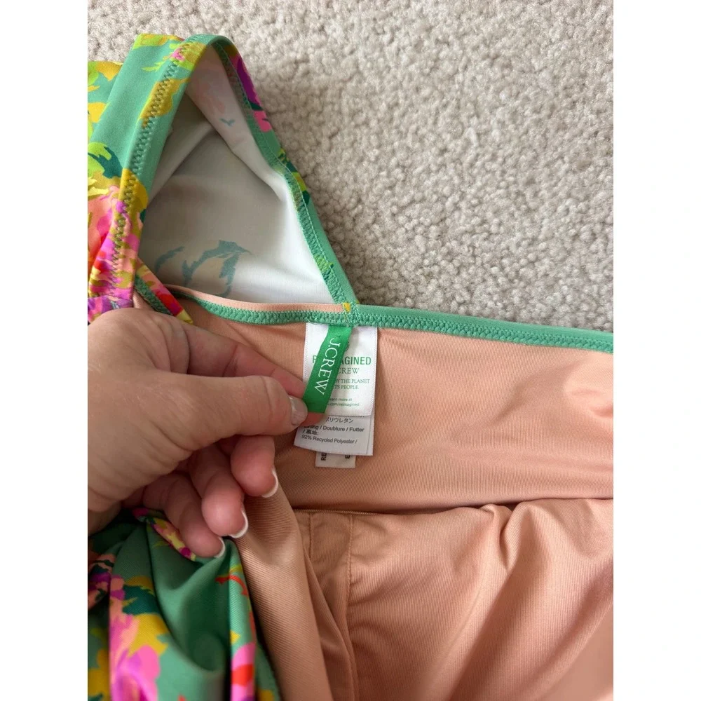 J Crew Swimsuit Ruched one shoulder one piece rose garden Green 14